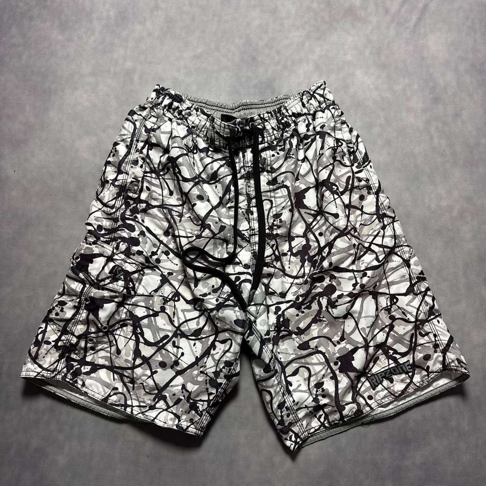 Ripzone Mens Board Shorts Large Paint Splatter Abstract Swim Trunks Black Grey